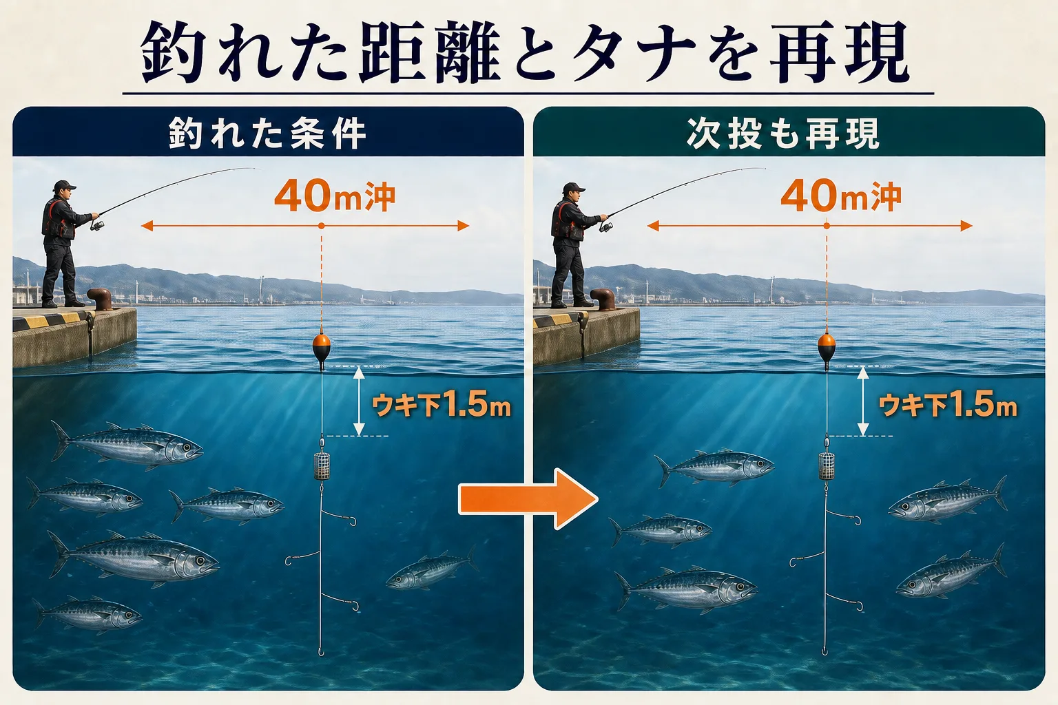 館山港のソウダガツオで釣れた投入距離とタナを再現する方法
