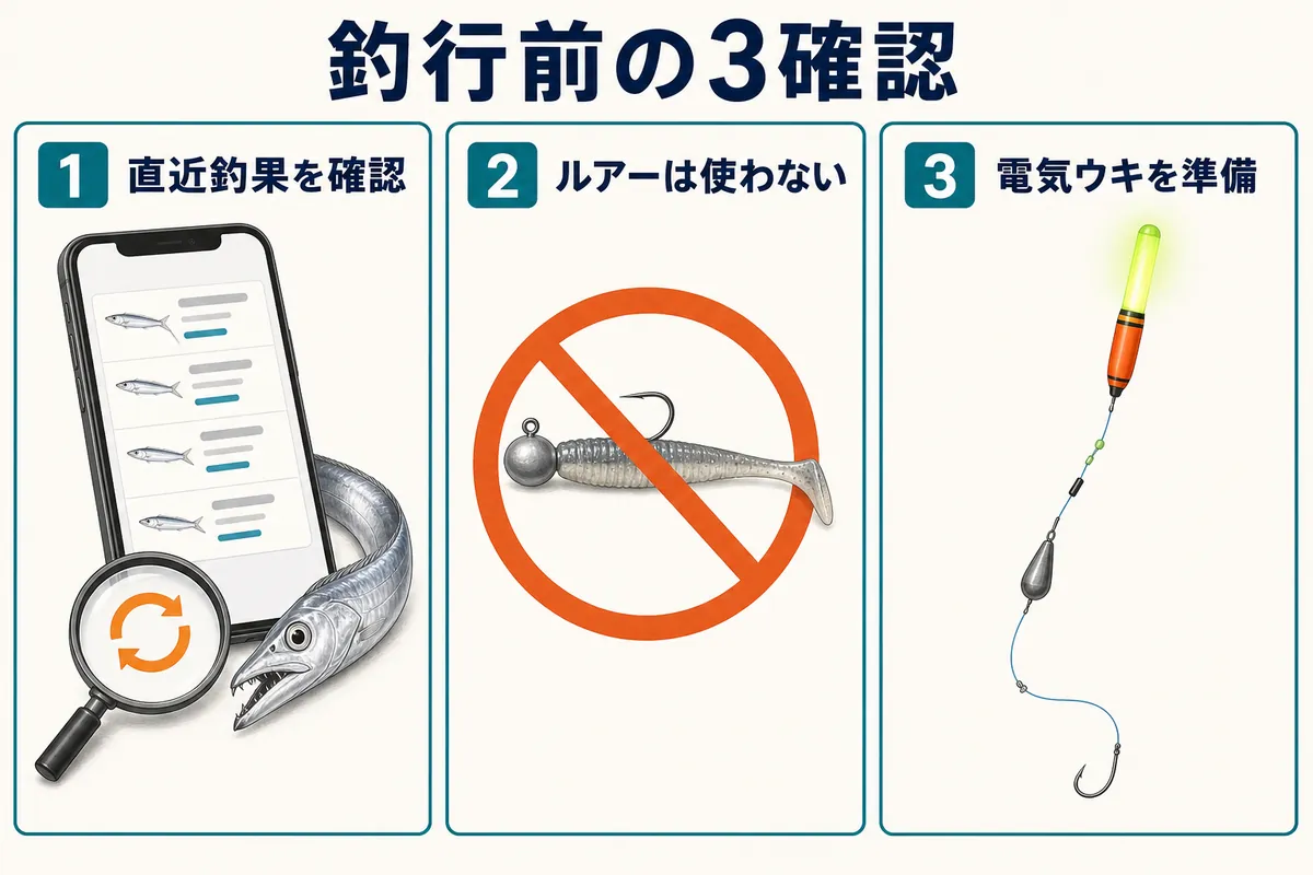 尼崎市立魚つり公園でタチウオを狙う前に確認する直近釣果・ルアー禁止・電気ウキ