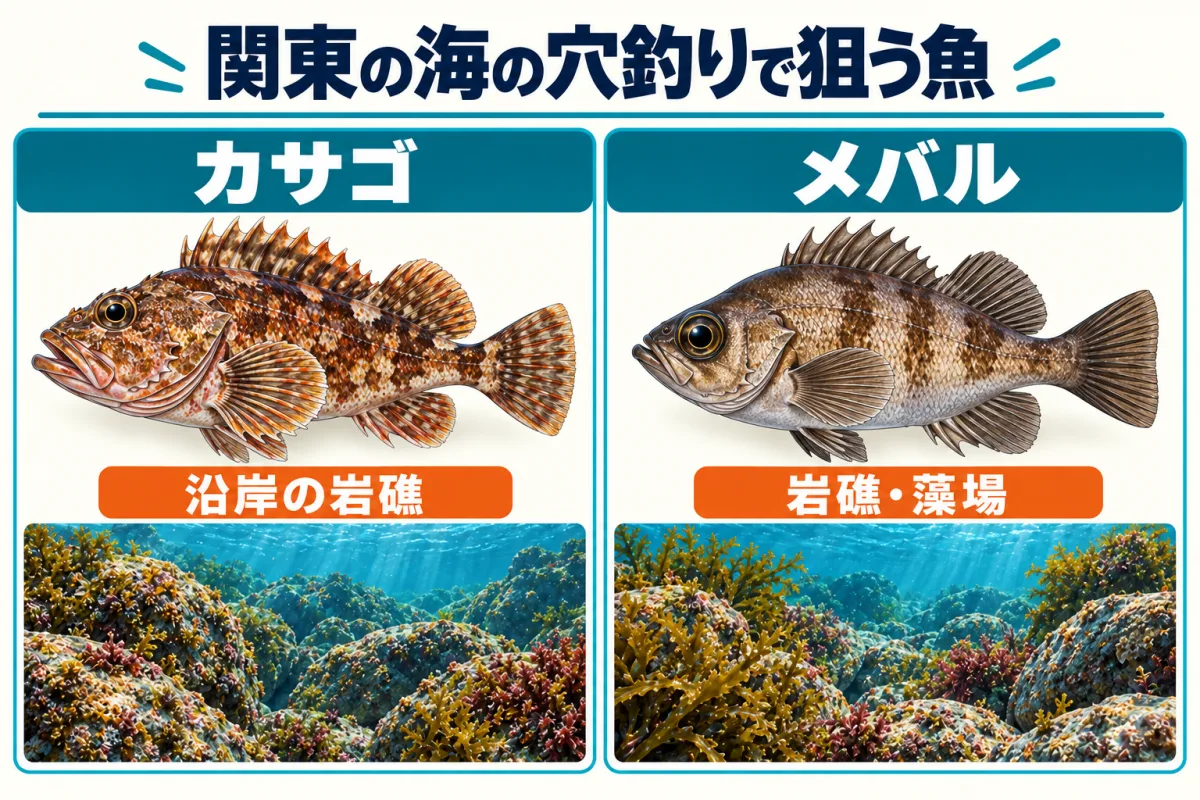 関東の海の穴釣りで狙うカサゴとメバル