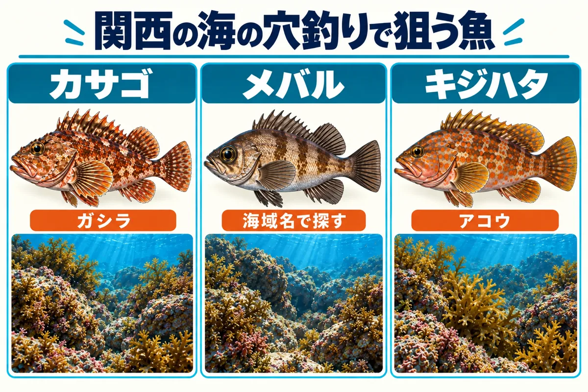 関西の海の穴釣りで狙うカサゴ・メバル・キジハタ
