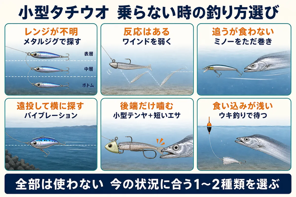 小型タチウオが乗らない時の状況別釣り方選び
