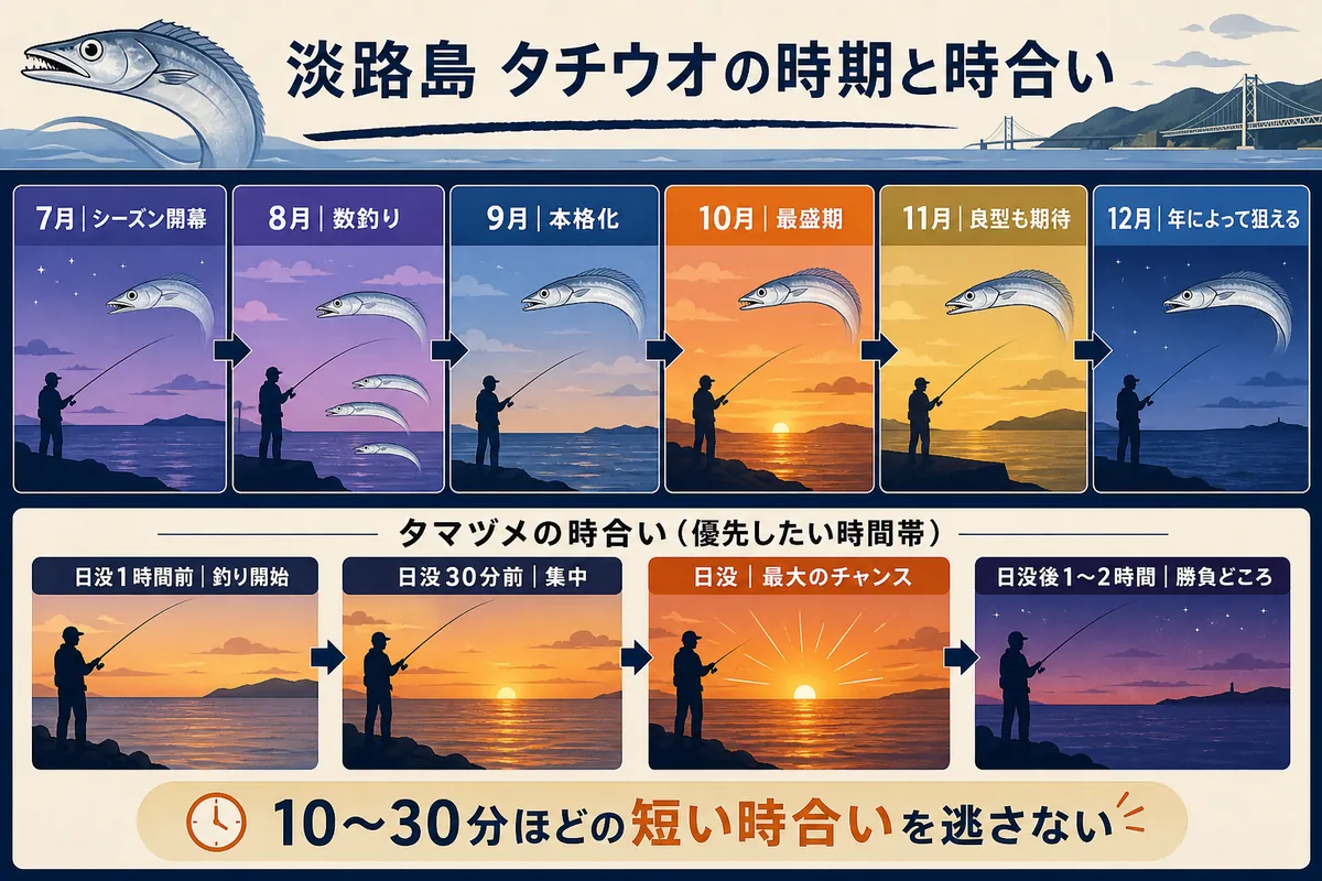 淡路島タチウオのシーズンと夕マヅメの時合い