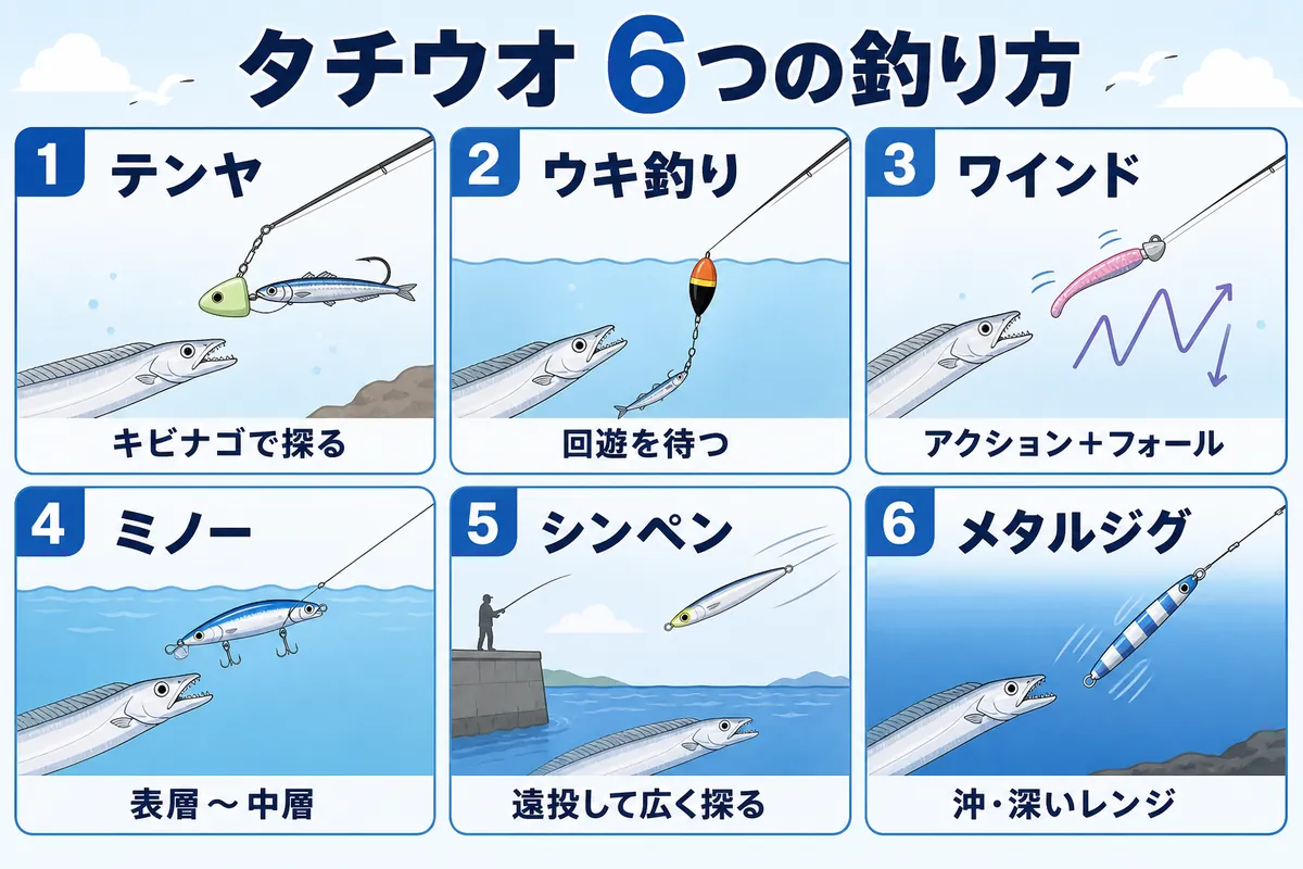 タチウオを狙う6つの釣り方比較